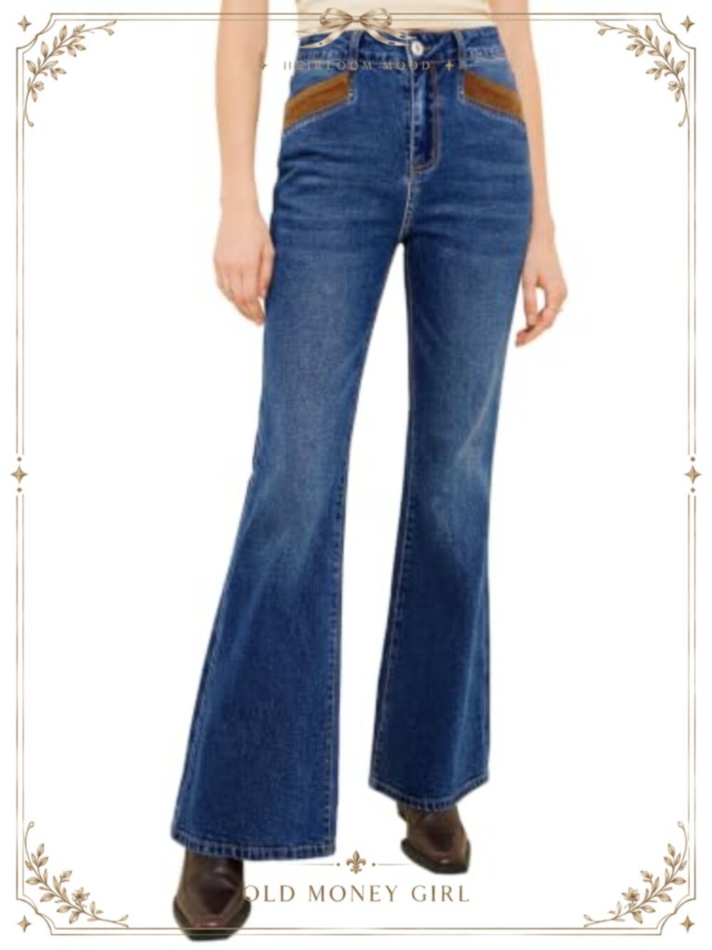 Womens Flare Bell Bottom Jeans High Rise Stretch Denim Pants
